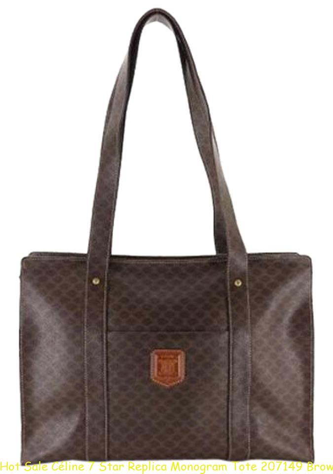 Hot Sale Céline 7 Star Replica Monogram Tote 207149 Brown Pvc Shoulder Bag replica designer ...