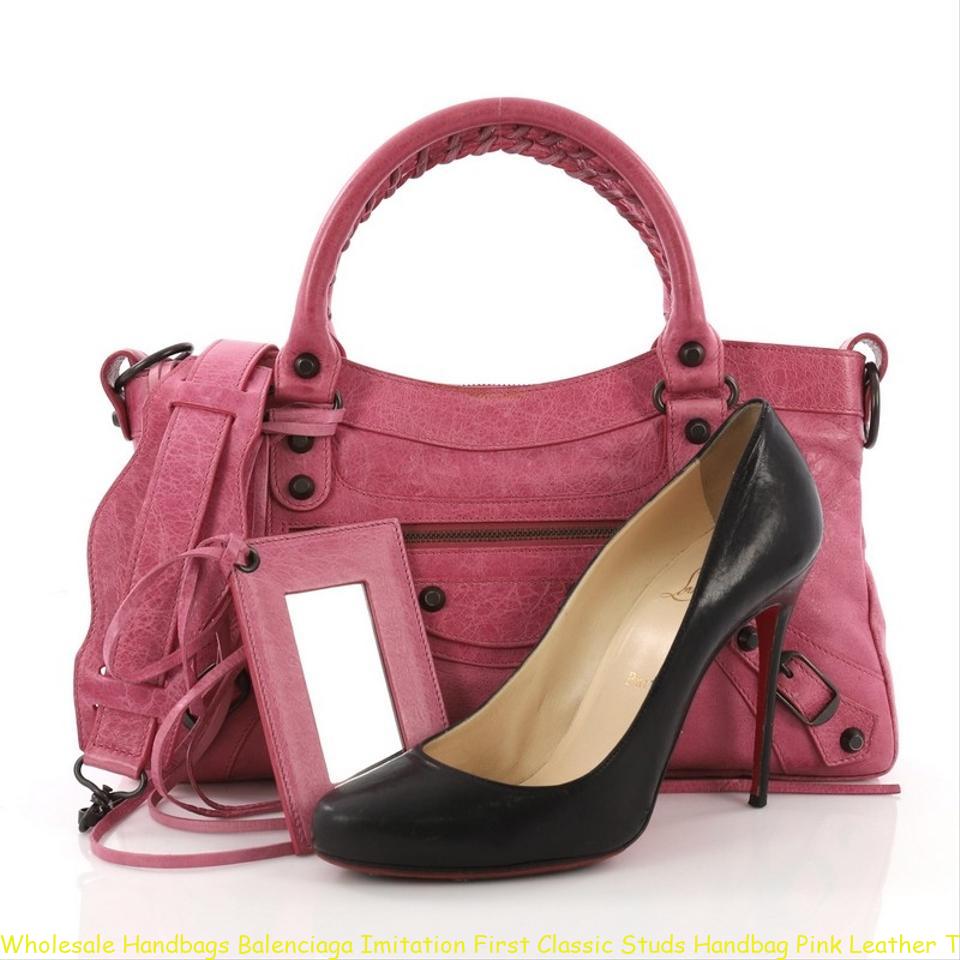 Wholesale Handbags Balenciaga Imitation First Classic Studs Handbag Pink Leather Tote replica ...