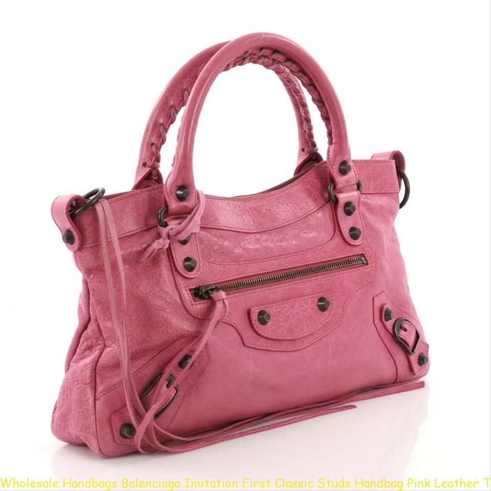 Wholesale Handbags Balenciaga Imitation First Classic Studs Handbag Pink Leather Tote replica ...